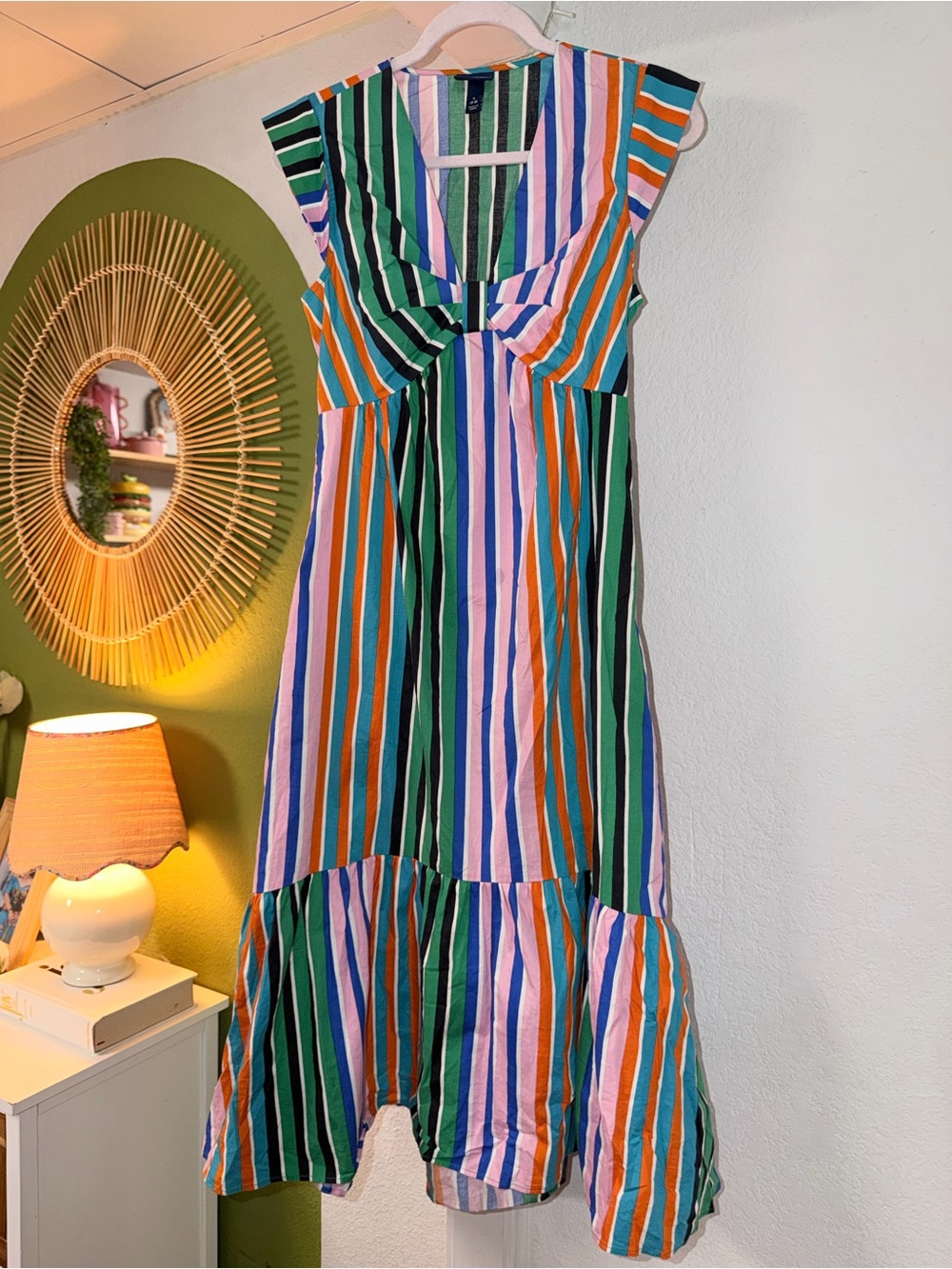 Bright multicolor stripe dress